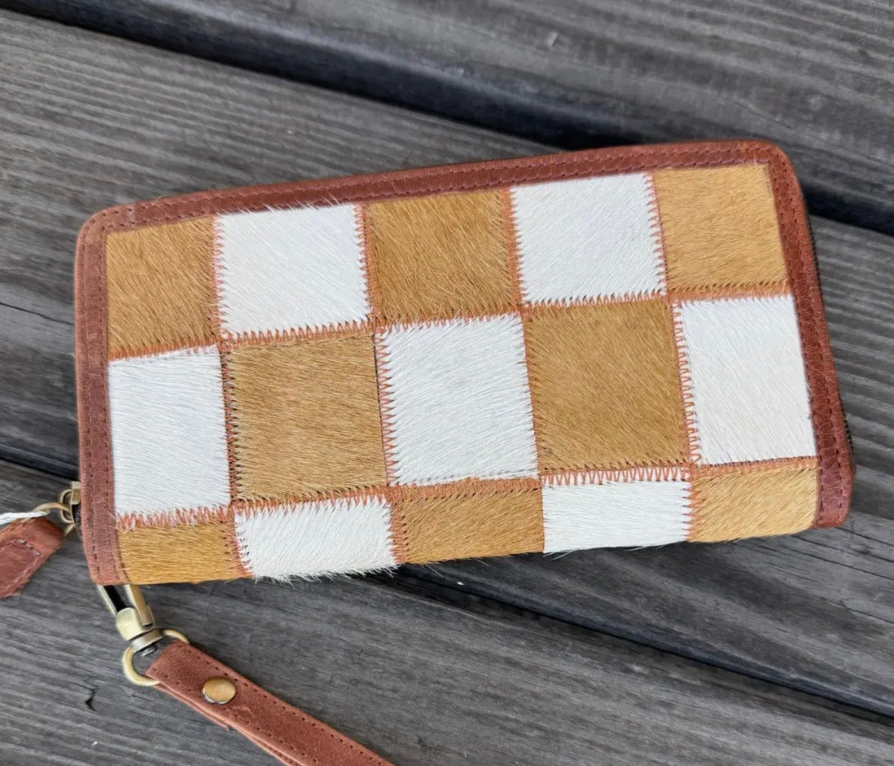 Checkered Cowhide Wallet