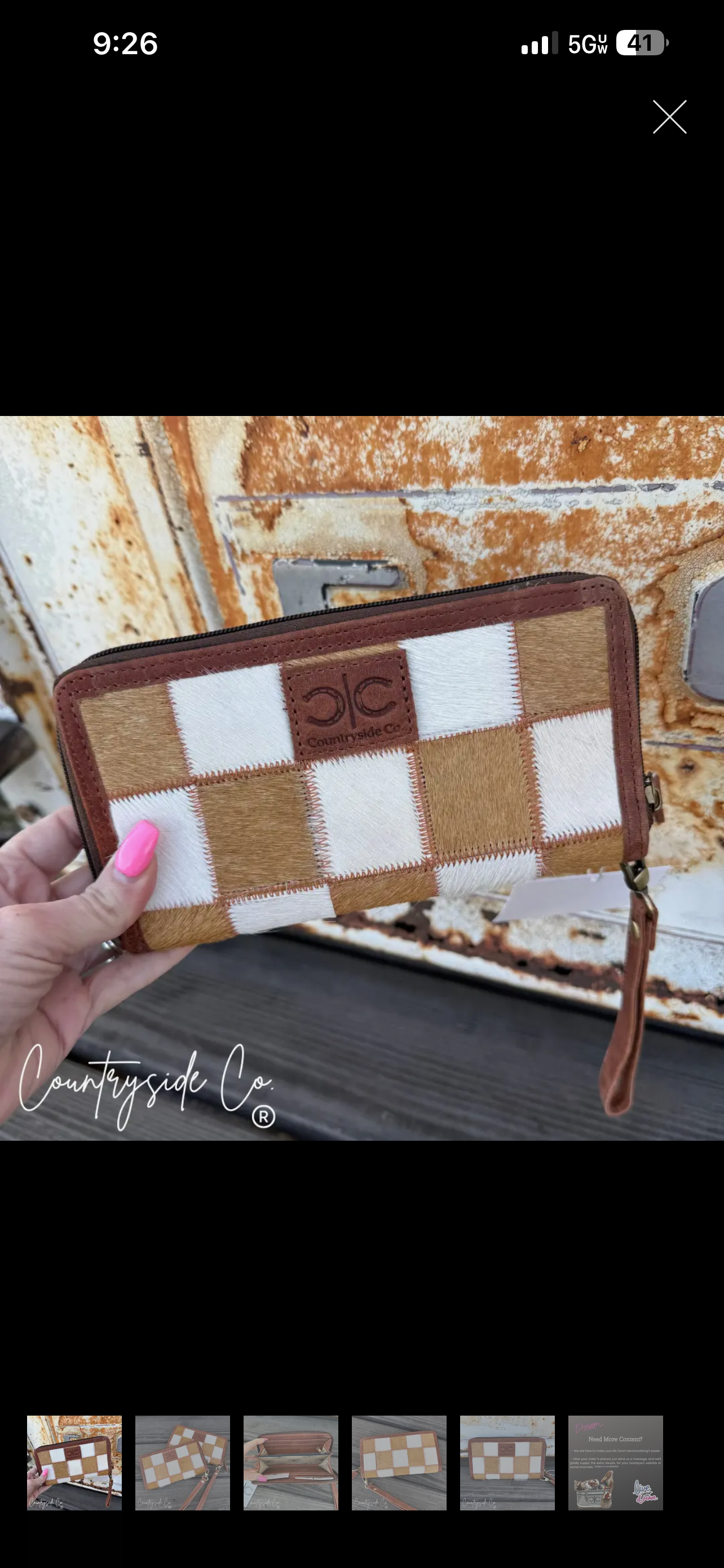 Checkered Cowhide Wallet