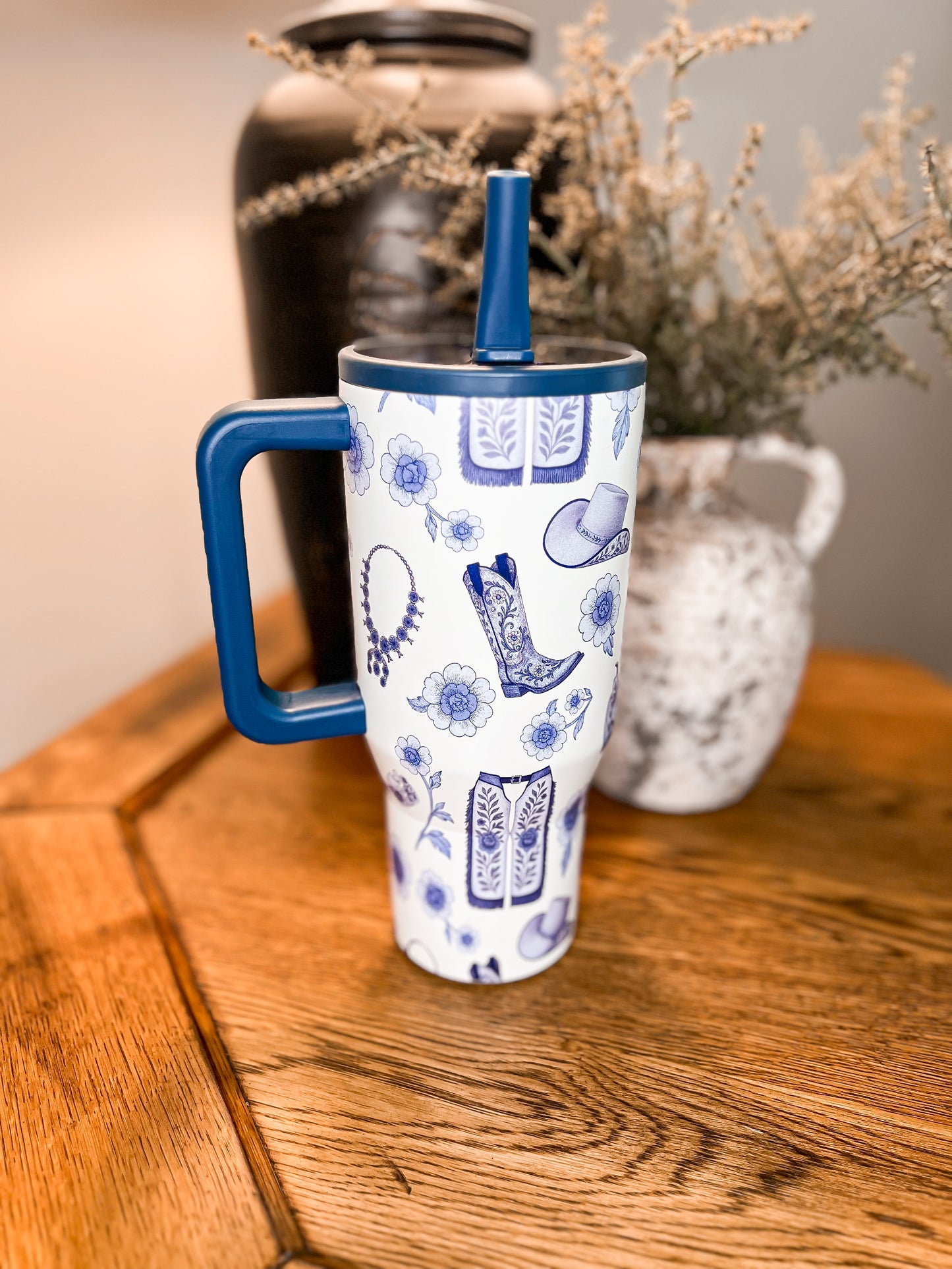 Western Chinoiserie 32oz Flip Top Tumbler