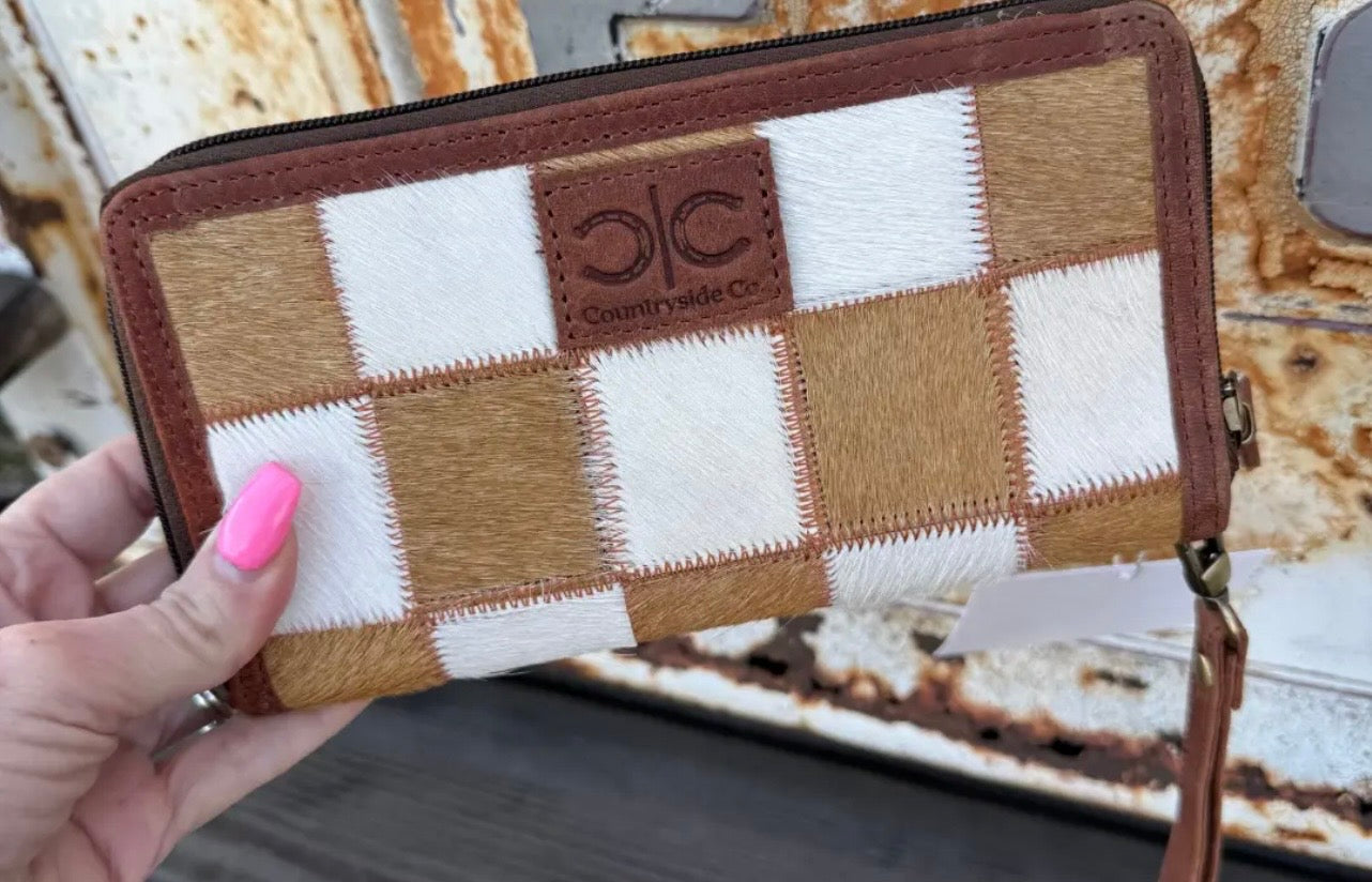 Checkered Cowhide Wallet